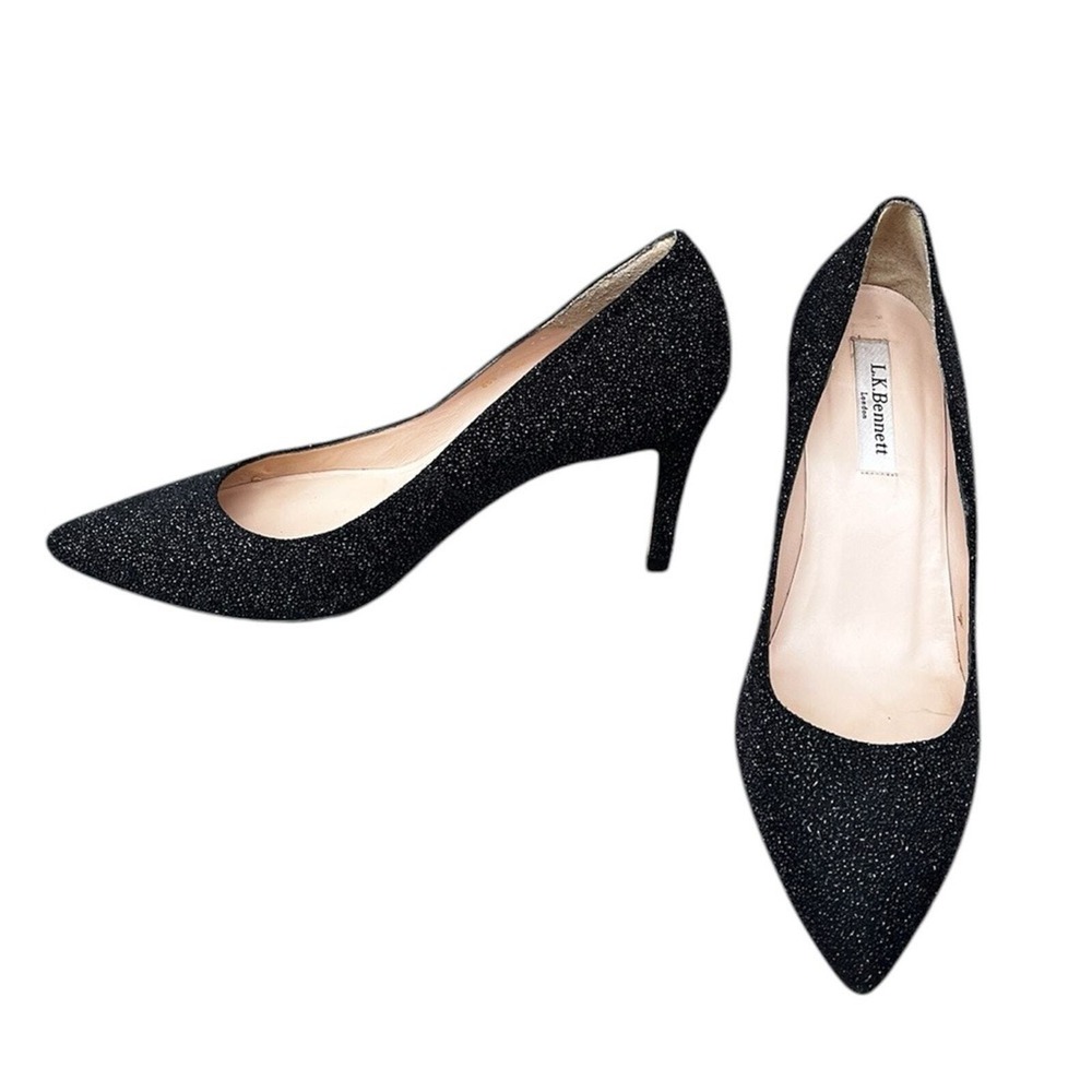 L.K. Bennett Floret Pointed Court Shoes – Sugar Crystal Dark Navy, Size 39